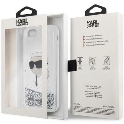8. Etui Karl Lagerfeld Glitter Karl's Head na iPhone 7 / 8 / SE 2020 / SE 2022 - srebrne