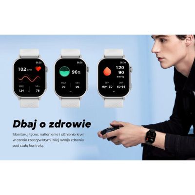 18. Smartwatch Damski GRAVITY GT15-11 Granatowy Pasek Silikonowy + Złota Bransoleta