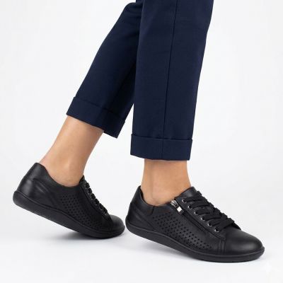 5. Skórzane półbuty damskie barefoot ażurowe czarne Gino Fabiani OL38-6