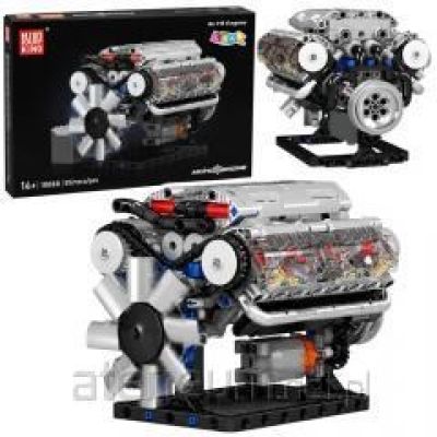 Klocki Konstrukcyjne Silnik V8 Model Mechaniczny Ruchome Tłoki 552 el.
