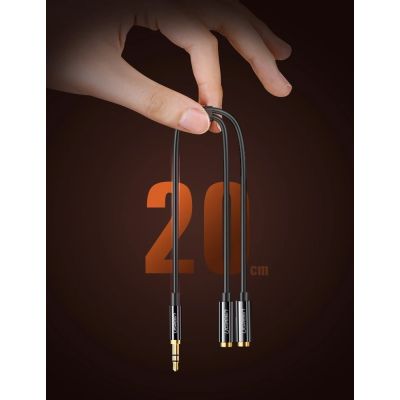 8. Ugreen kabel przewód rozdzielacz słuchawkowy 3,5 mm mini jack AUX 25cm czarny (20816)