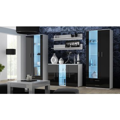 2. Komoda 120cm SOHO S7 biały/ czarny połysk