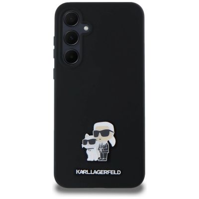 3. Etui Karl Lagerfeld Silicone Karl&Choupette Metal Pin na Samsung Galaxy A35 - czarne