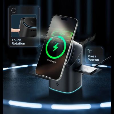 6. Ładowarka indukcyjna Spigen Essential EF223MS 3w1 QI2 - czarna