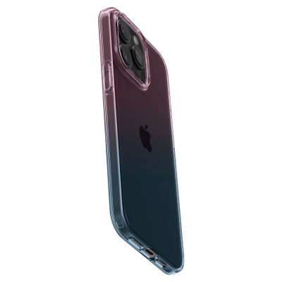 7. Etui Spigen Liquid Crystal na iPhone 15 Pro - różowo-niebieskie