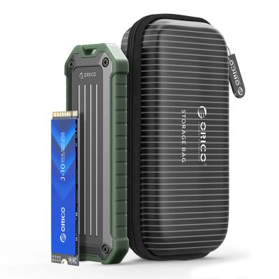 4. Wzmocniona kieszeń dyskowa Orico OTPX-G2 M.2 NVMe/SATA SSD USB-C 3.2 taktyczna - szaro-zielona