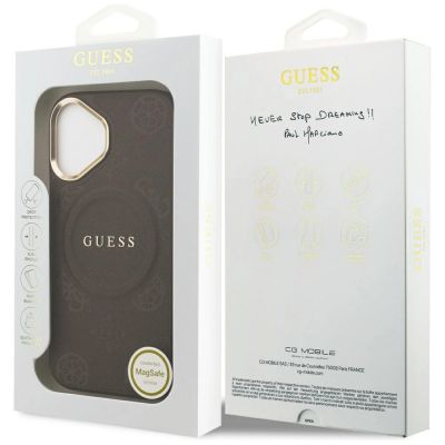 8. Etui Guess Peony Hot Stamp MagSafe na iPhone 17 - brązowe