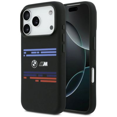 Etui BMW M Silicon Horizontal Line MagSafe na iPhone 17 Pro - czarne