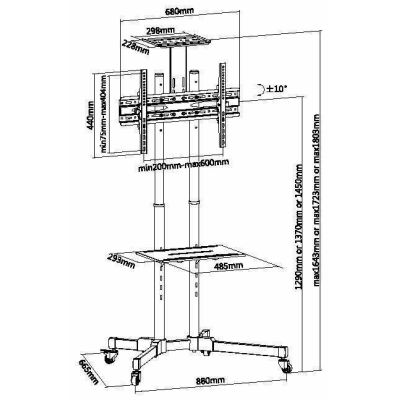 7. Uchwyt podłogowy Equip Bodenstandhalter 37-70/50kg 1TFT 2Ablagen Höhe czarny