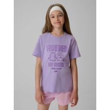 T-shirt regular z nadrukiem dziewczęcy 4F 4FJRAW26TTSHF4240-52S
