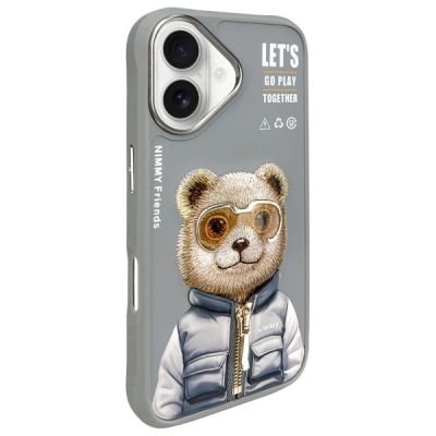 2. Etui Nimmy Cool&Cute 2.0 Bear na iPhone 16 - szare