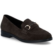 Skórzane loafersy damskie zamszowe brązowe Rieker  46262-25