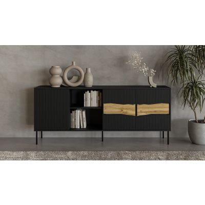 6. Komoda INSERTO 3D1W 190x40x80 czarny + LED
