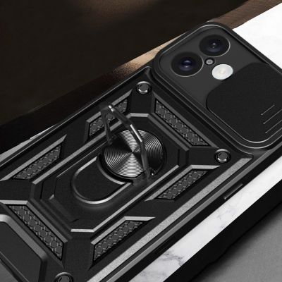 7. Etui Hybrid Armor Camshield na iPhone 16 pancerne z osłoną na aparat z podstawką - czarne