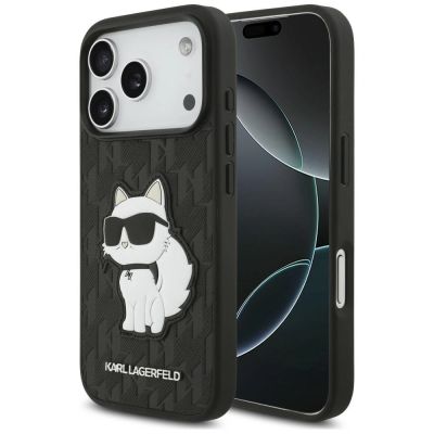 Etui Karl Lagerfeld Saffiano Mono Patch Choupette iPhone 18 Pro / 17 Pro - czarne