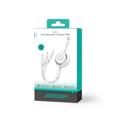 2. Kabel Joyroom Colorful Series S-A40 zwijany 3w1 USB-A - USB-C / Lightning / micro USB 1m - biały