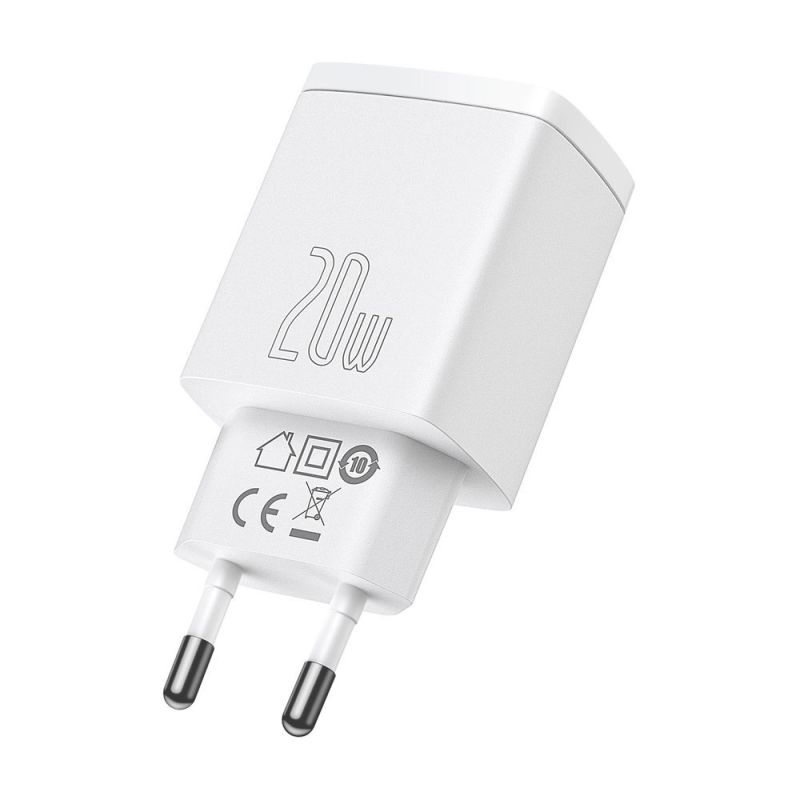 4. Szybka ładowarka sieciowa USB-A / USB-C Baseus Compact CCXJ-B02 20W 3A PD QC 3.0 - biała