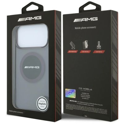 8. Etui Mercedes AMG IML Transparent Bicolor Block MagSafe na iPhone 18 Pro Max / 17 Pro Max - czarno-burgundowe