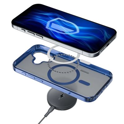 7. Etui 3mk Frosty MagCase Blue na Apple iPhone 16 - niebieskie