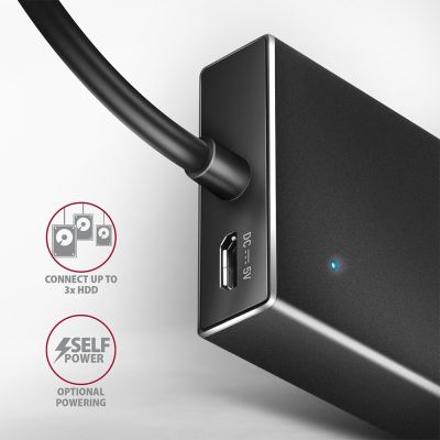 6. Axagon HUE-F7A 7x USB 3.2 Gen 1 ALU FLAT hub micro power IN 1m USB-A USB 3.2 Gen 1 (3.1 Gen 1) Type-A 5000 Mbit/s Czarny