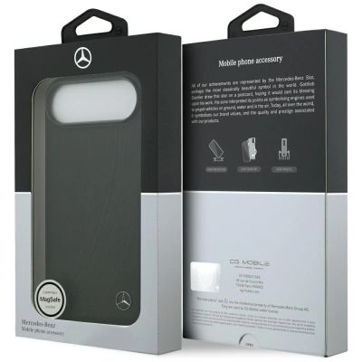 8. Etui Mercedes Leather Large Laurel Leave MagSafe na iPhone Air - czarne