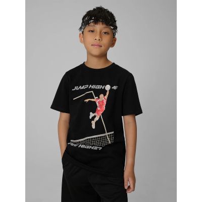 T-shirt regular z nadrukiem chłopięcy 4F 4FJRAW26TTSHM4345-20S