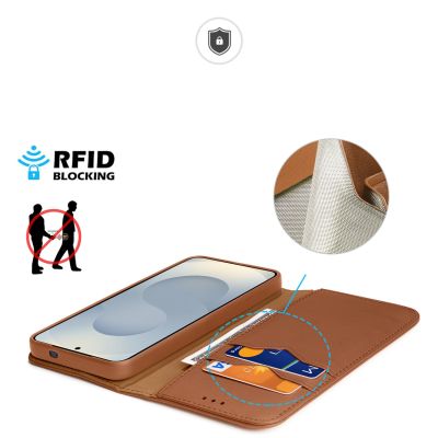 3. Etui Dux Ducis Hivo na Samsung Galaxy S25 Edge z klapką i ochroną RFID - brązowe