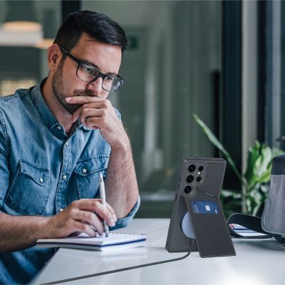 2. Etui Dux Ducis Rafi II na Samsung Galaxy S25 Ultra z podstawką i portfelem - czarne