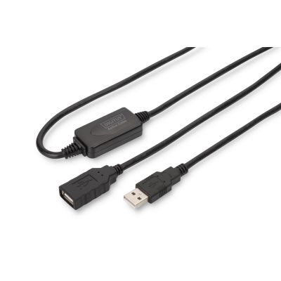 4. Kabel DIGITUS DA-73101 (USB M - USB F; 15m; kolor czarny)