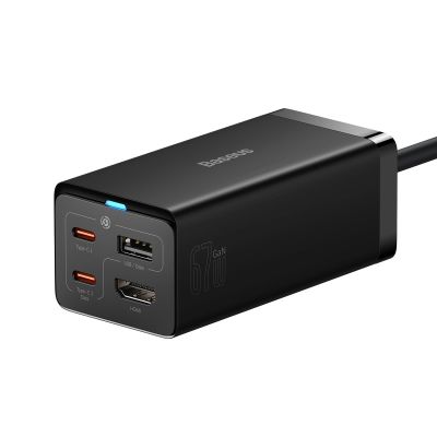 2. Ładowarka sieciowa GaN5 Baseus CCGP110201 67W HUB HDMI 2x USB-C / USB-A / HDMI 4K 30Hz 1,5m - czarna + kabel USB-C - USB-C 100W 1m