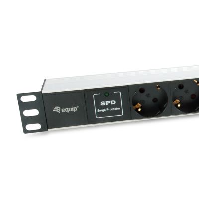 4. Equip 333315 rozdzielacz zasilania PDU 7 x gniazdo sieciowe 1U Czarny, Srebrny