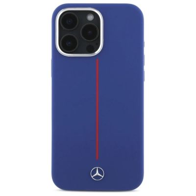 3. Etui Mercedes Silicone Red Stripe MagSafe na iPhone 16 Pro Max - granatowe