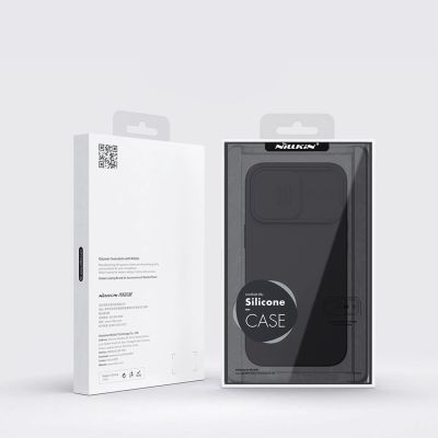 5. Nillkin CamShield Silky Silicone Case etui iPhone 14 Pro Max silikonowy pokrowiec z osłoną na aparat niebieskie