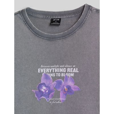5. T-shirt regular z nadrukiem damski 4F 4FRSS26TTSHF4513-27S
