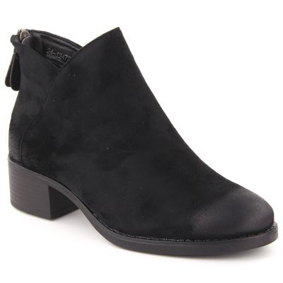 11. Botki damskie na klocku ocieplane czarne Potocki 12472