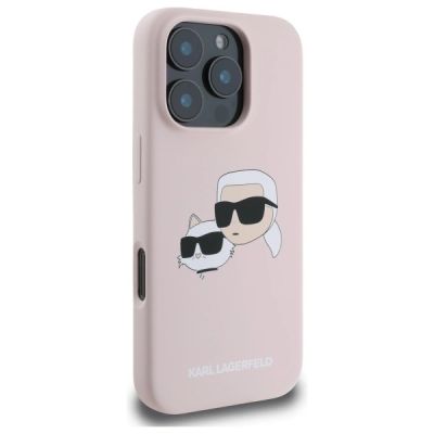 4. Etui Karl Lagerfeld Silicone nauble Heads Print MagSafe na iPhone 16 Pro Max - różowe