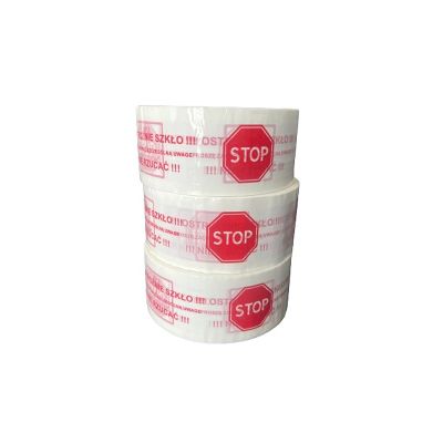 3. BSTech taśma klejąca z nadrukiem 48x100m "Ostrożnie szkło"