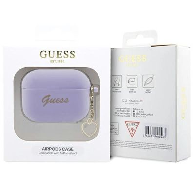 4. Etui Guess Silicone Charm Heart Collection na AirPods Pro 2 - purpurowe