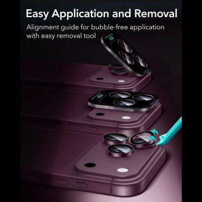 7. Szkło hartowane na aparat ESR Armorite Camera Protector na iPhone 18 Pro / 18 Pro Max - dark cherry