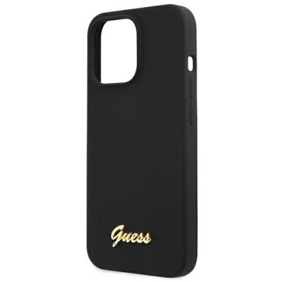 6. Etui Guess Silicone Script Gold Logo MagSafe na iPhone 13 Pro Max - czarne