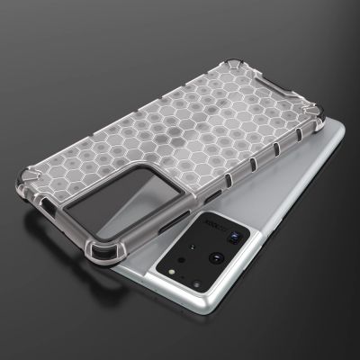 8. Honeycomb etui pancerny pokrowiec z żelową ramką Samsung Galaxy S22 Ultra niebieski