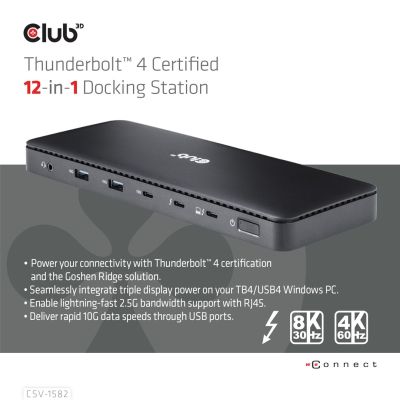 4. CLUB3D Club 3D, Dockingstation TB4 12 in 1