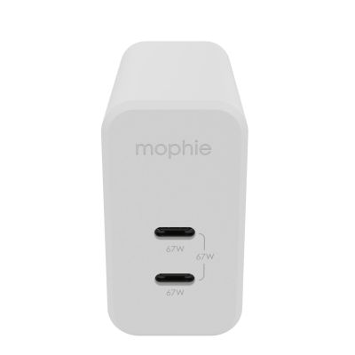 Mophie GaN Charger Dual - ładowarka sieciowa z podwójnym wejściem USB-C 67W (white)