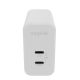 Mophie GaN Charger Dual - ładowarka sieciowa z podwójnym wejściem USB-C 67W (white)