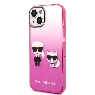 2. Etui Karl Lagerfeld Gradient Ikonik Karl&Choupette na iPhone 14 Plus - różowe