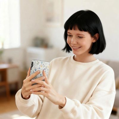 7. Etui Tech-Protect Wallet na Samsung Galaxy A26 5G / A17 4G / 5G - stokrotki z liśćmi
