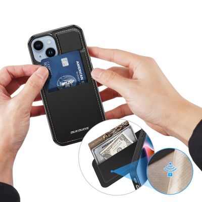 10. Etui portfel Dux Ducis Rafi Mag z podstawką 3w1 do iPhone 15 Plus z MagSafe i blokadą RFID - czarne
