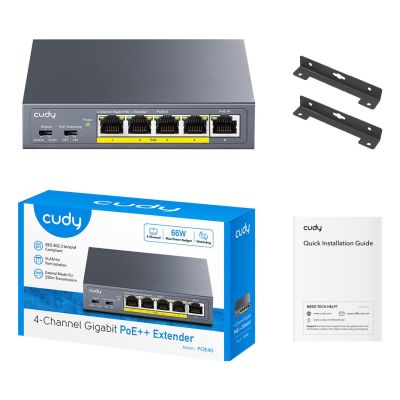 3. SWITCH POE / EXTENDER POE40 4-PORTOWY + 1X UPLINK CUDY