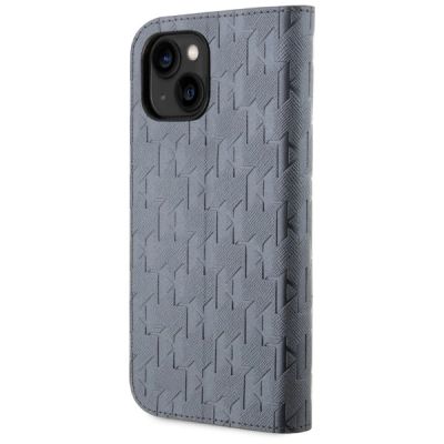 2. Etui Karl Lagerfeld Saffiano Monogram na iPhone 14 - srebrne