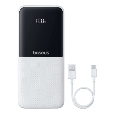 7. Powerbank Baseus Lipow 10000mAh 22,5W z dwoma wbudowanymi kablami (z kablem Baseus Simple USB-A - USB-C 3A 20cm) - biały